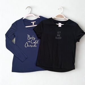 TWO PAJAMA TOPS BY SOMA AND STARS ABOVE SIZE XS BLACK AND NAVY
